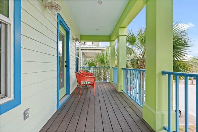 deck featuring covered porch