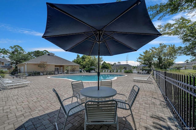 view of pool featuring a patio