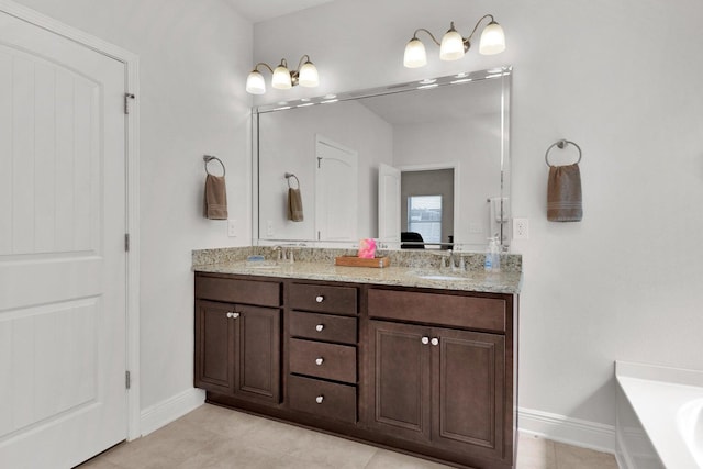1729 Waterford Sound Blvd, Gulf Breeze, FL 32563 - bathroom with vanity, tile patterned flooring, and a bathtub