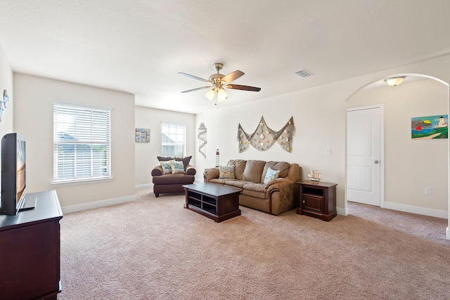 1729 Waterford Sound Blvd, Gulf Breeze, FL 32563 - carpeted living room with ceiling fan