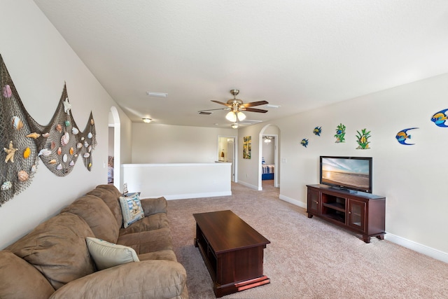 1729 Waterford Sound Blvd, Gulf Breeze, FL 32563 - carpeted living room featuring ceiling fan