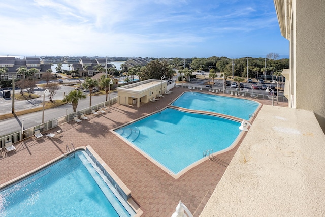 view of pool featuring a patio