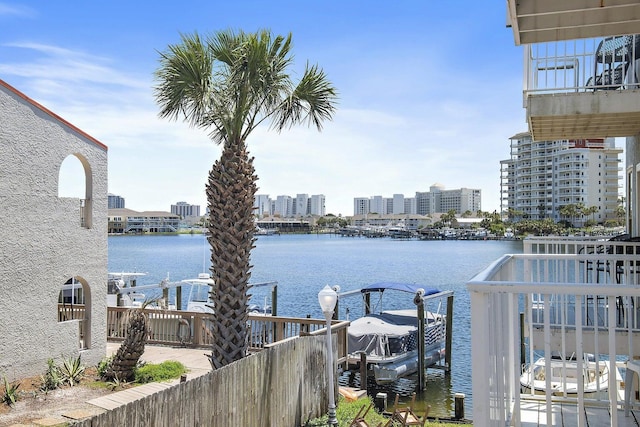 view of water feature featuring a dock