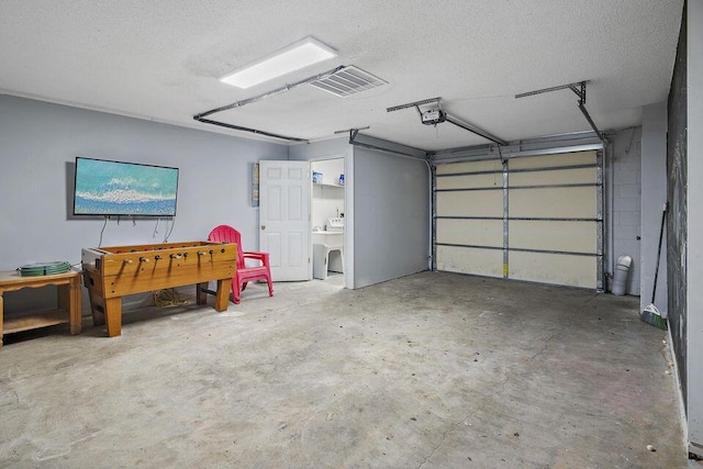 garage with a garage door opener