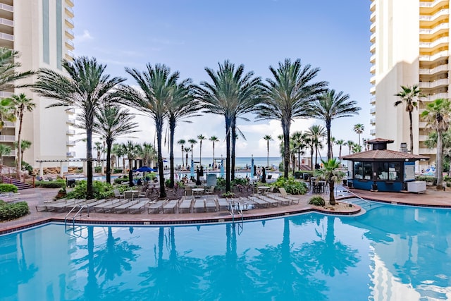 view of pool with a gazebo