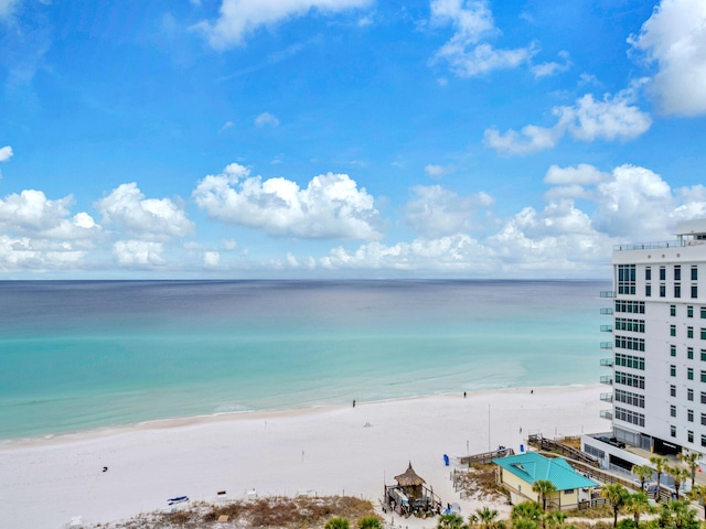 view of water feature featuring a beach view