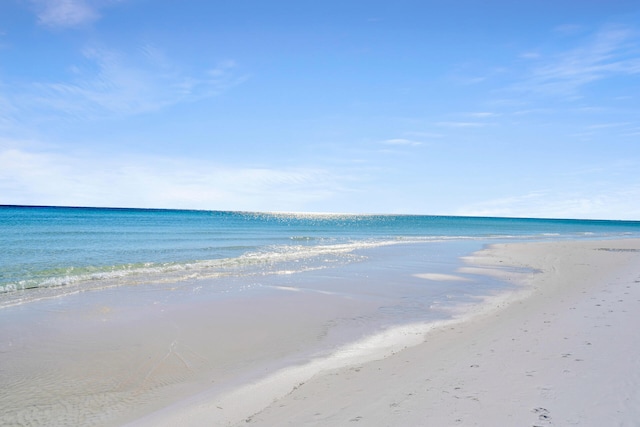 property view of water featuring a view of the beach