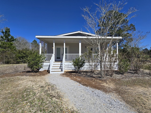 view of front of home featuring covered porch