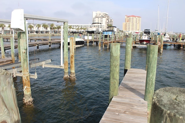 view of dock featuring a water view