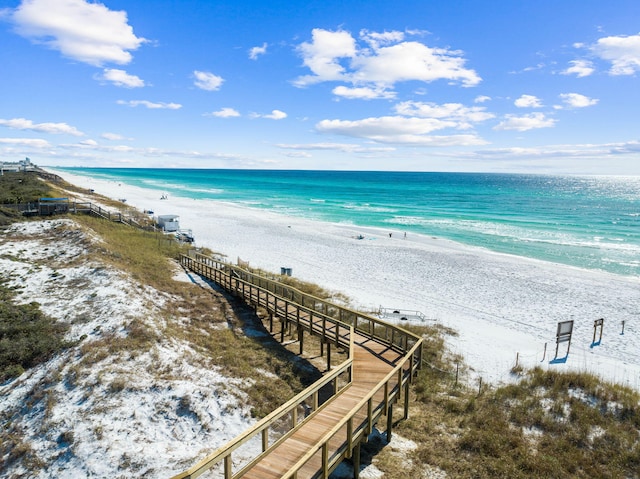 view of water feature with a view of the beach