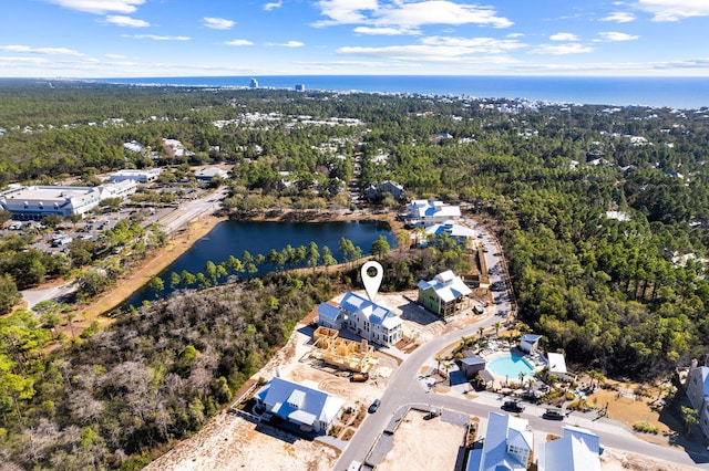 bird's eye view featuring a water view