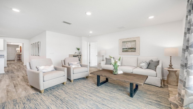 living room featuring light hardwood / wood-style floors