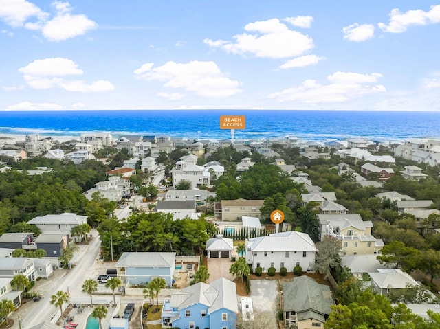 aerial view with a water view and a residential view