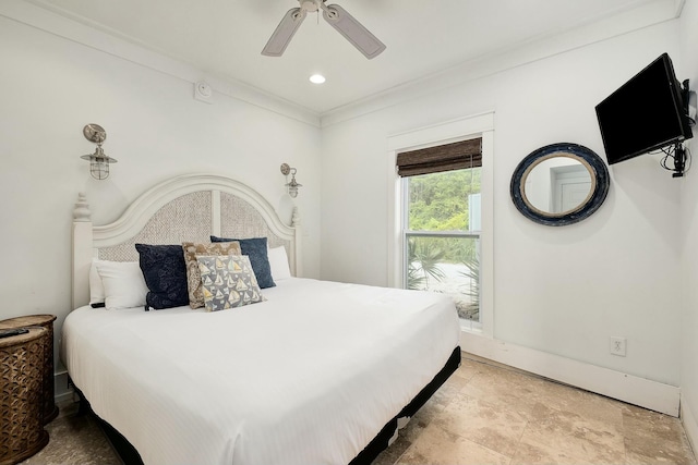 139 Brown St, Santa Rosa Beach, FL 32459 - bedroom featuring ornamental molding and ceiling fan