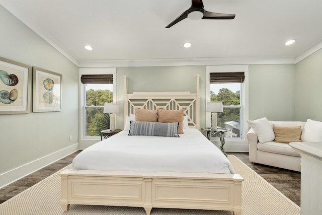 139 Brown St, Santa Rosa Beach, FL 32459 - bedroom featuring dark wood-type flooring, ornamental molding, and multiple windows