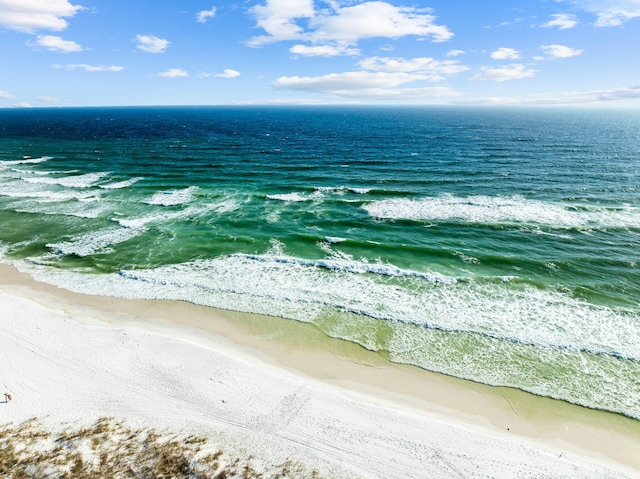 view of water feature featuring a beach view