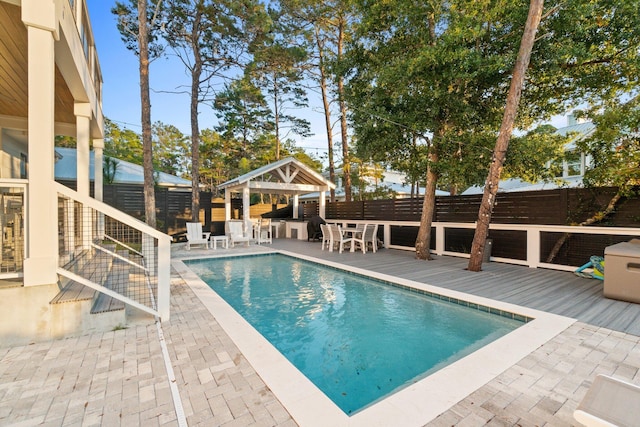 view of swimming pool with a gazebo