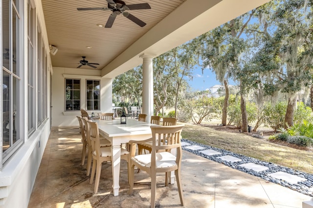 view of patio with ceiling fan