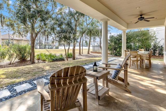 view of patio / terrace with ceiling fan