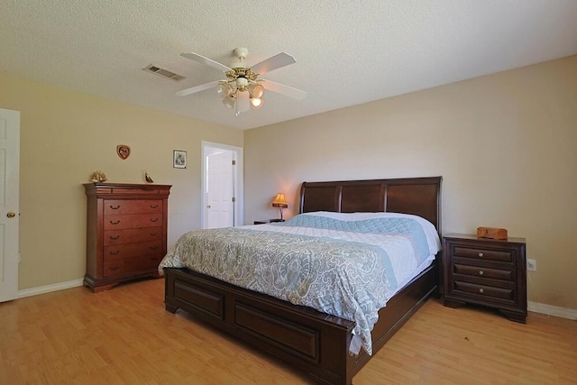 5205 Whitehurst Ln, Crestview, FL 32536 - bedroom with light wood finished floors, baseboards, a ceiling fan, and a textured ceiling