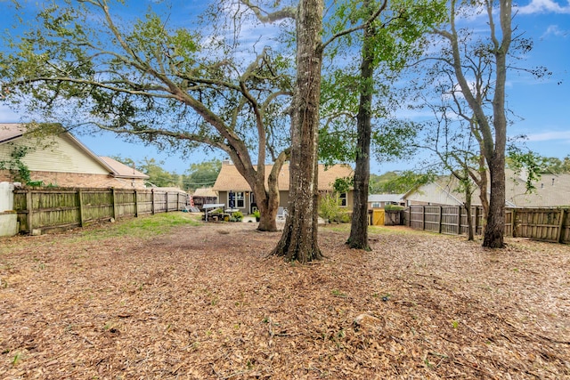 view of yard with a fenced backyard