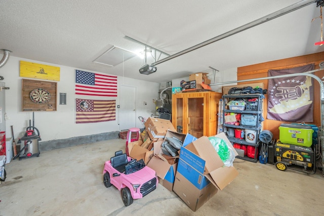 garage with a garage door opener