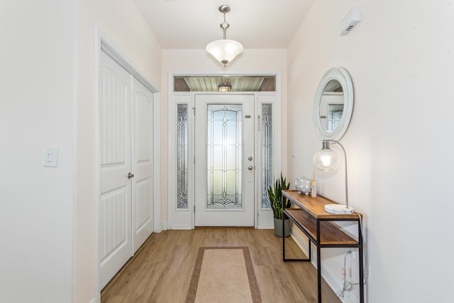 entrance foyer featuring light wood-style floors