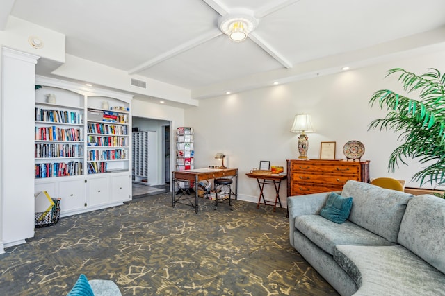 sitting room featuring built in features