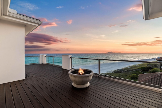 deck at dusk with a water view