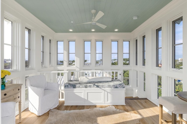36 E Ruskin St, Santa Rosa Beach, FL 32459 - sunroom with ceiling fan and wood ceiling