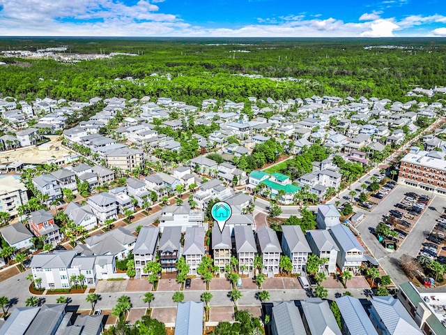 aerial view with a residential view and a forest view