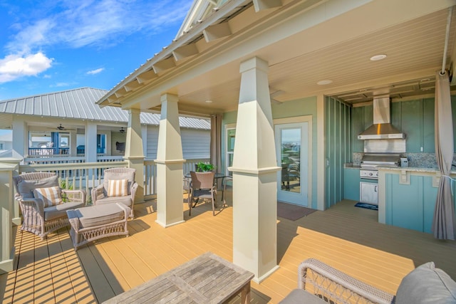 deck featuring area for grilling