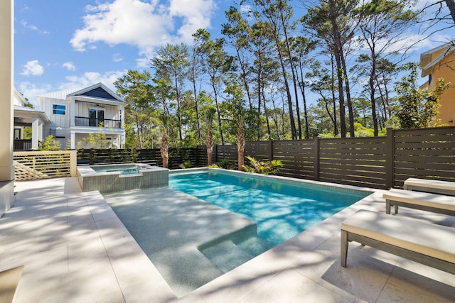 215 Buddy St, Santa Rosa Beach, FL 32459 - view of swimming pool with a fenced backyard, a pool with connected hot tub, and a patio area