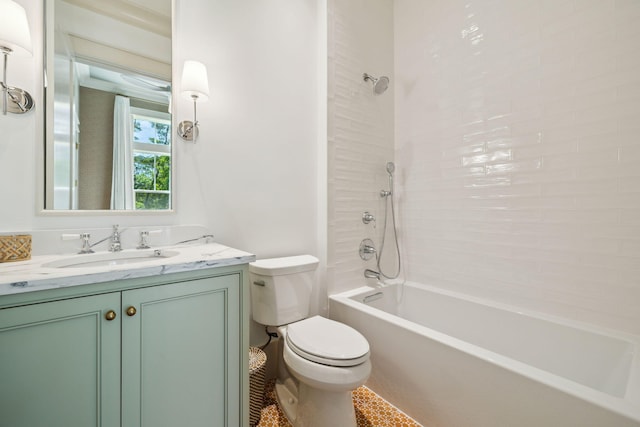 215 Buddy St, Santa Rosa Beach, FL 32459 - bathroom featuring toilet, vanity, and tub / shower combination