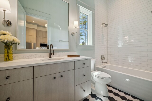 215 Buddy St, Santa Rosa Beach, FL 32459 - bathroom with vanity, toilet, and tub / shower combination