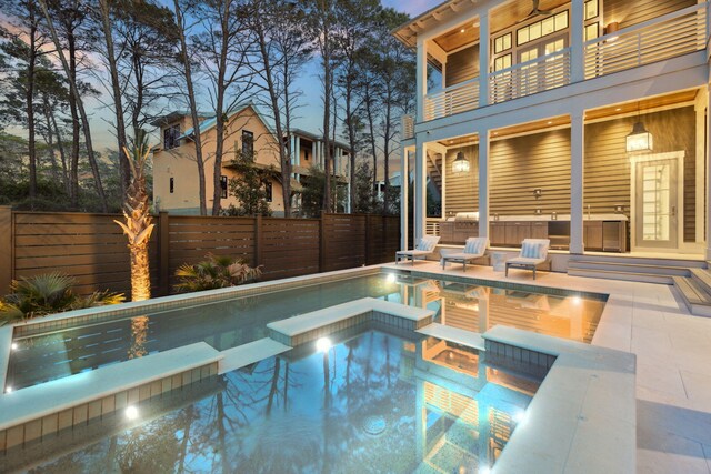 215 Buddy St, Santa Rosa Beach, FL 32459 - view of pool featuring fence, a patio, and a jacuzzi