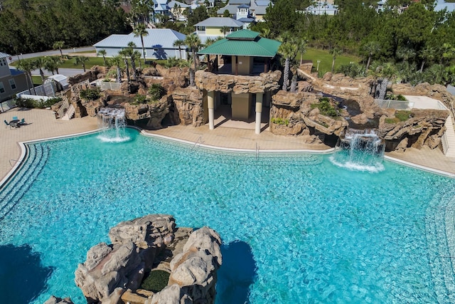 pool featuring a gazebo