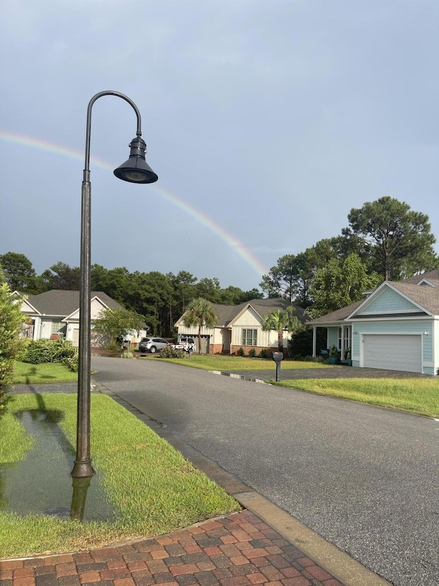 view of road featuring a residential view