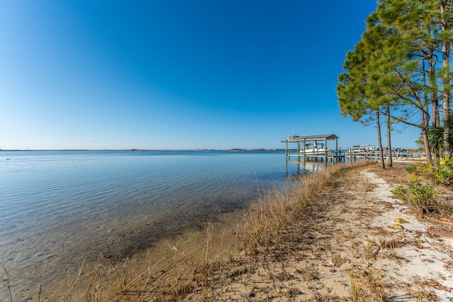 dock area featuring a water view