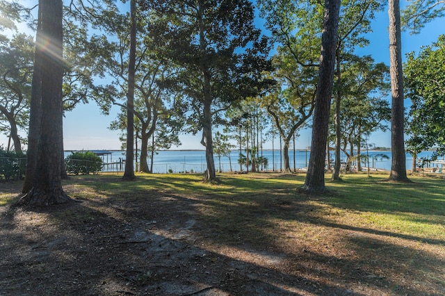 view of yard featuring a water view