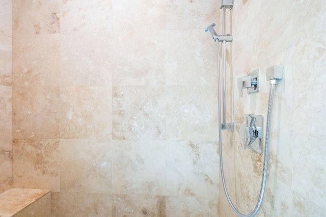 interior details featuring tiled shower