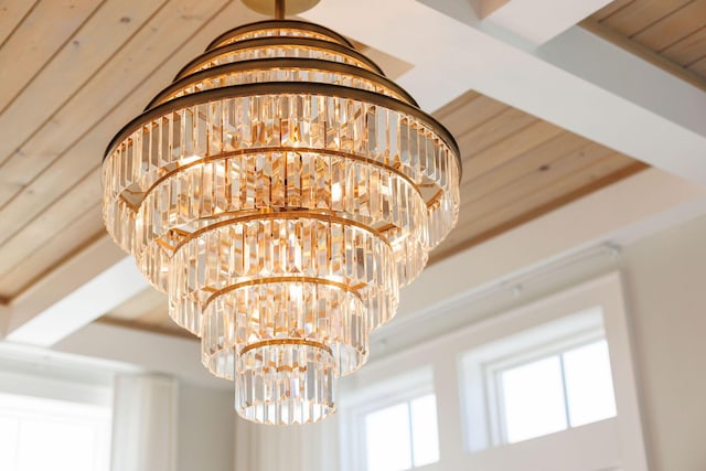 interior details with a chandelier