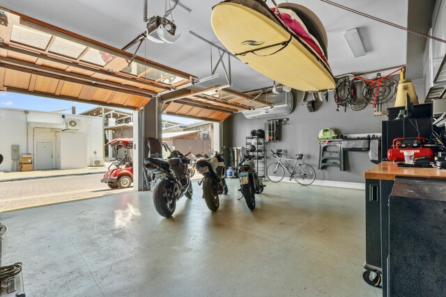 garage with a garage door opener