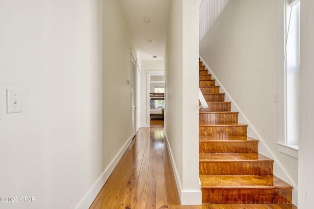 115 Cottage Ct, Panama City Beach, FL 32413 - stairway with hardwood / wood-style floors