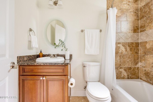 115 Cottage Ct, Panama City Beach, FL 32413 - full bathroom with vanity, toilet, and shower / bath combo with shower curtain