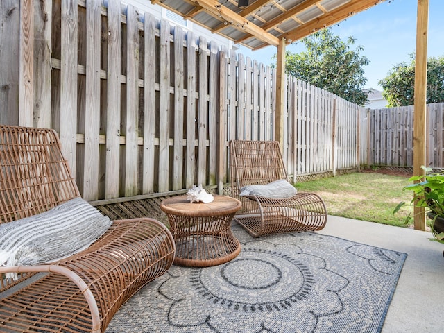 view of patio featuring a fenced backyard