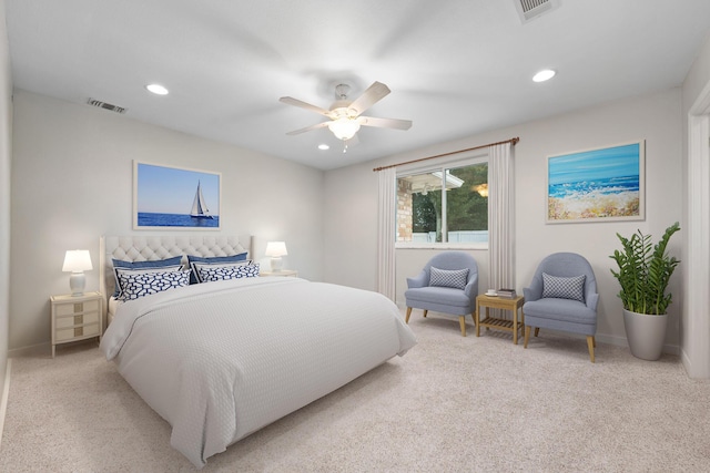 117 Hibiscus Ave, Gulf Breeze, FL 32561 - bedroom with light carpet, visible vents, and recessed lighting