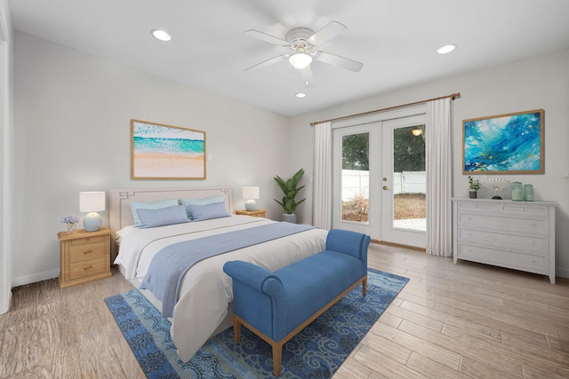 117 Hibiscus Ave, Gulf Breeze, FL 32561 - bedroom with access to outside, french doors, recessed lighting, light wood-type flooring, and baseboards