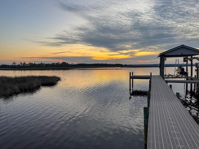 dock area featuring a water view