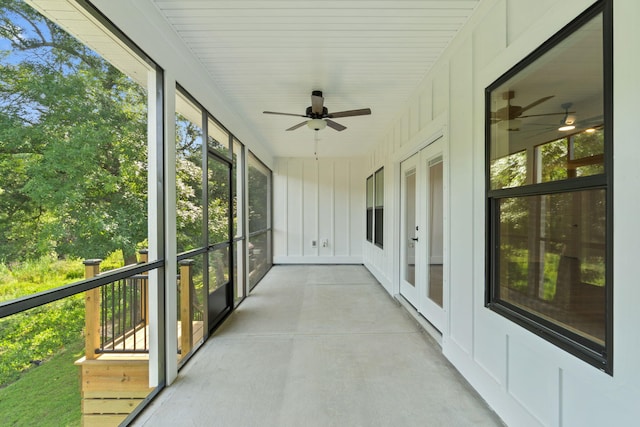 1720 25th St, Niceville, FL 32578 - unfurnished sunroom with a ceiling fan and french doors